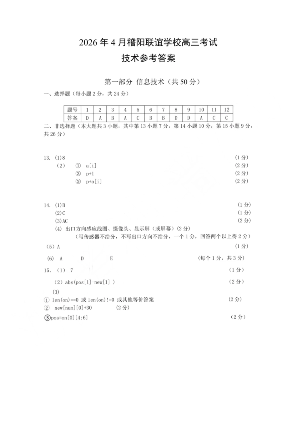 技术解析浙江绍兴市稽阳联谊学校2026年4月高三年级联考(4.21-4.23).pdf_第1页