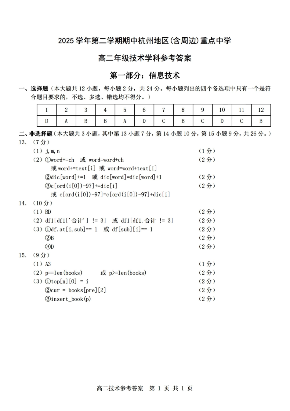 技术浙江杭州市2025学年第二学期期中杭州地区(含周边)重点中学高二年级期中考试(4.20-4.23)(1).pdf_第1页