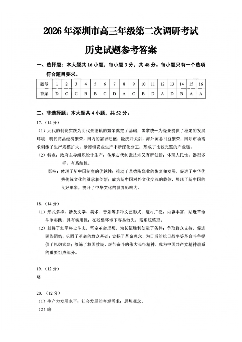历史答案-2026深圳二模.pdf_第1页