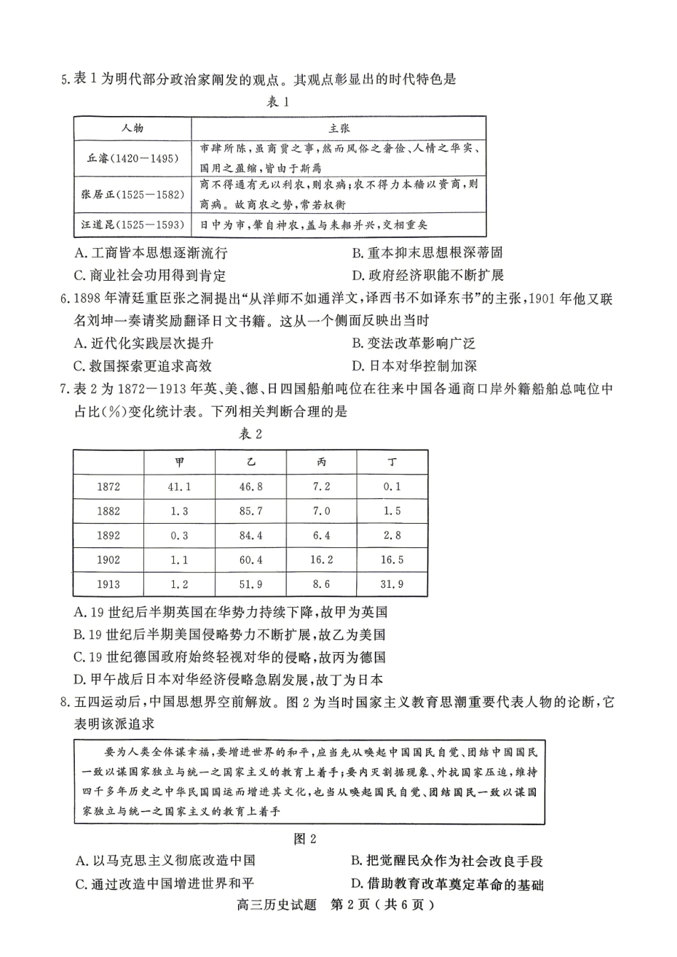 历史山东济宁市2026年高三年级高考模拟考试(济宁高三二模)(4.22-4.24).pdf_第2页