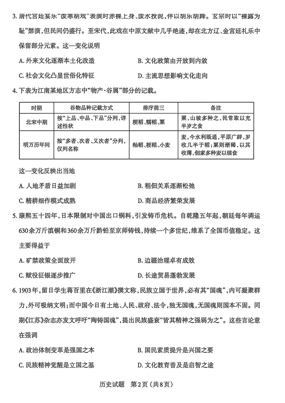 历史山西太原市2026年高三年级模拟考试(二)(太原高三二模)(4.22-4.24).pdf_第2页