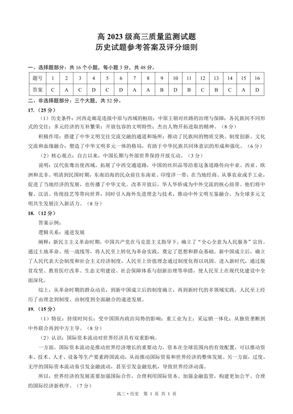 历史四川泸州市2023级(2026届)高三年级质量监测试题(泸州高三三诊)(4.20-4.22)(1).docx_第1页