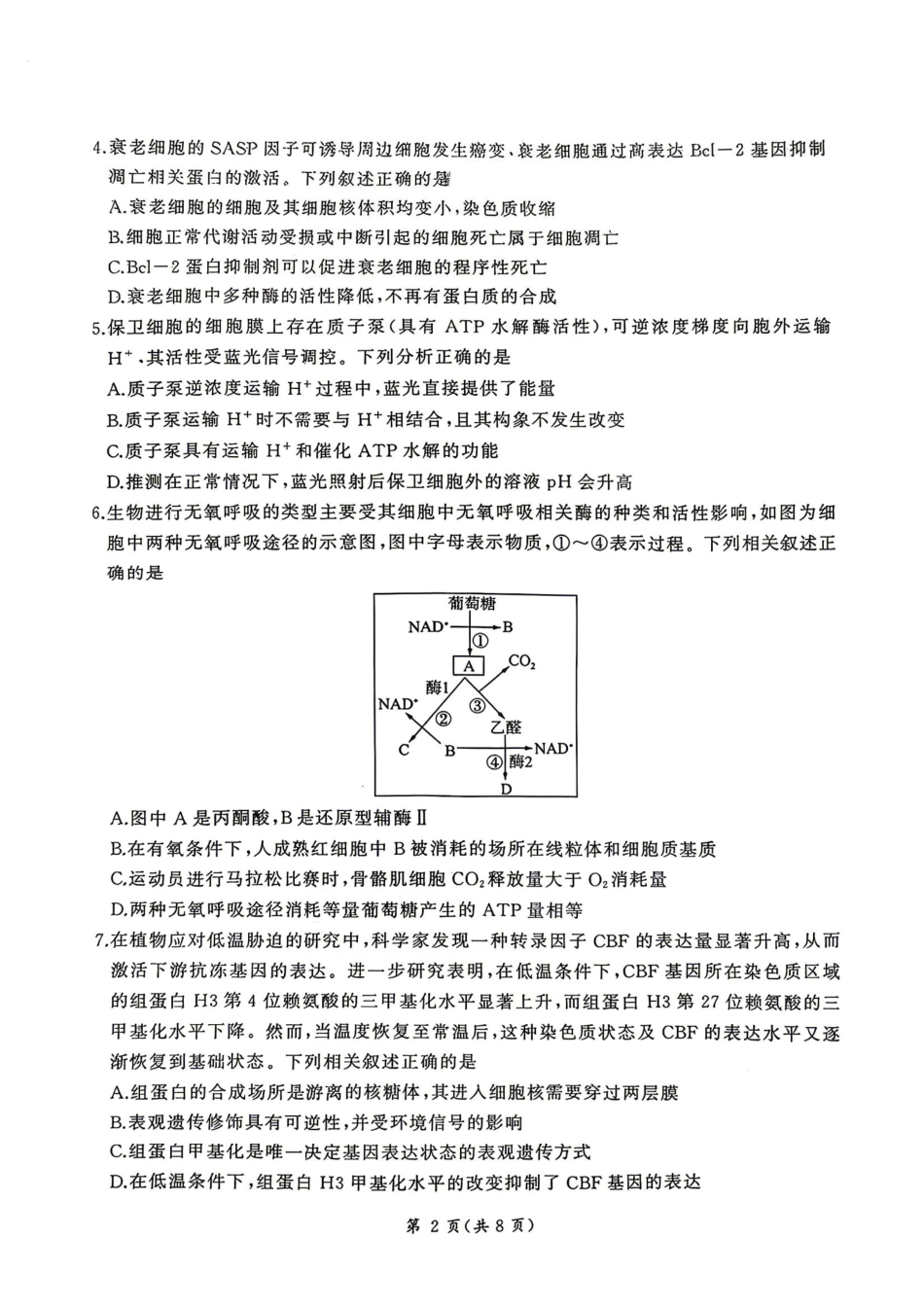 生物(F卷版)百师联盟2026届高三4月22日适应性模拟考试（.22-4.23）.pdf_第2页