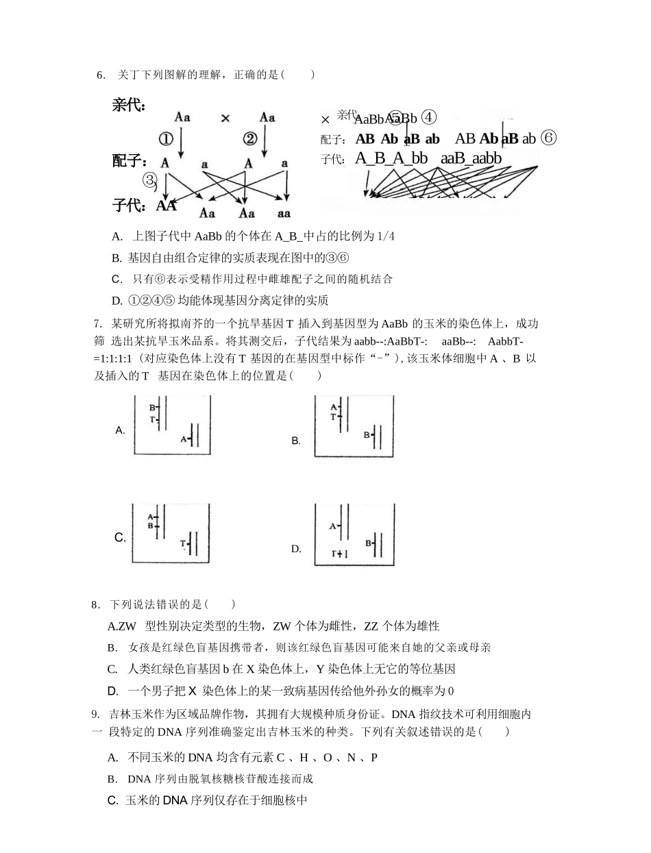 生物广东深圳市聚龙科学中学2025-2026学年第二学期高一下学期第一阶段质量监测联考（4月中旬）.docx_第3页