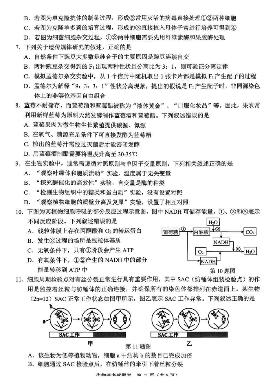 生物浙江绍兴市稽阳联谊学校2026年4月高三年级联考(4.21-4.23).pdf_第2页