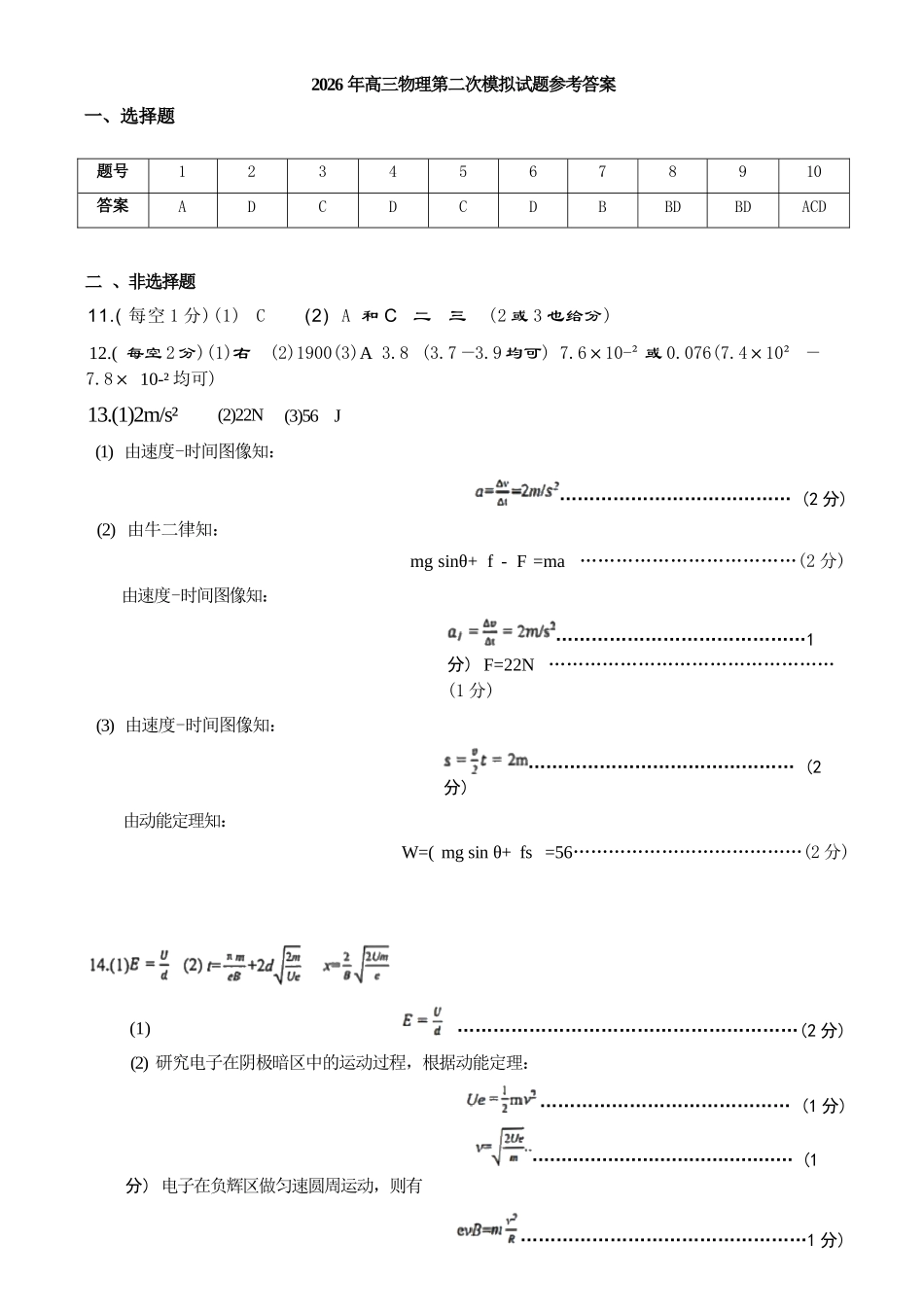 物理内蒙古呼和浩特市2026年高三年级第二次模拟考试(呼和浩特高三二模)（4.22-4.24）(1).docx_第1页