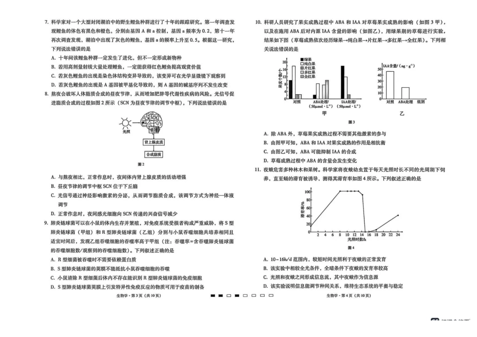 西南名校联盟2026届“3+3+3”高考备考诊断性联考(四)生物.pdf_第2页