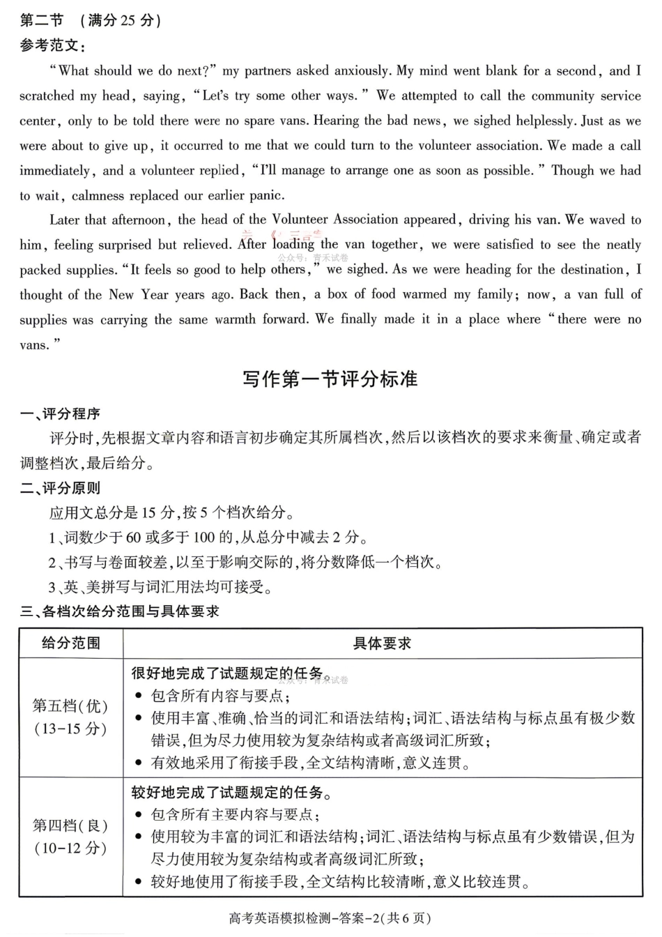 咸阳市2026届高考模拟检测英语答案.pdf_第2页