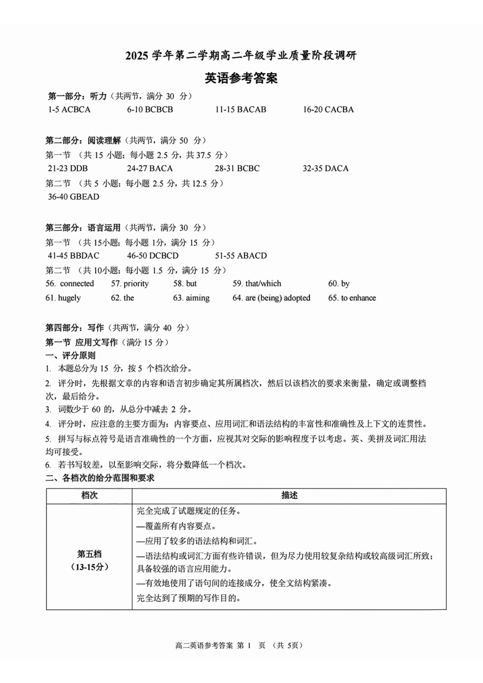 英语浙江9+1联盟2025学年第二学期高二年级学业质量阶段调研考试(4.22-4.24)(1).pdf_第1页