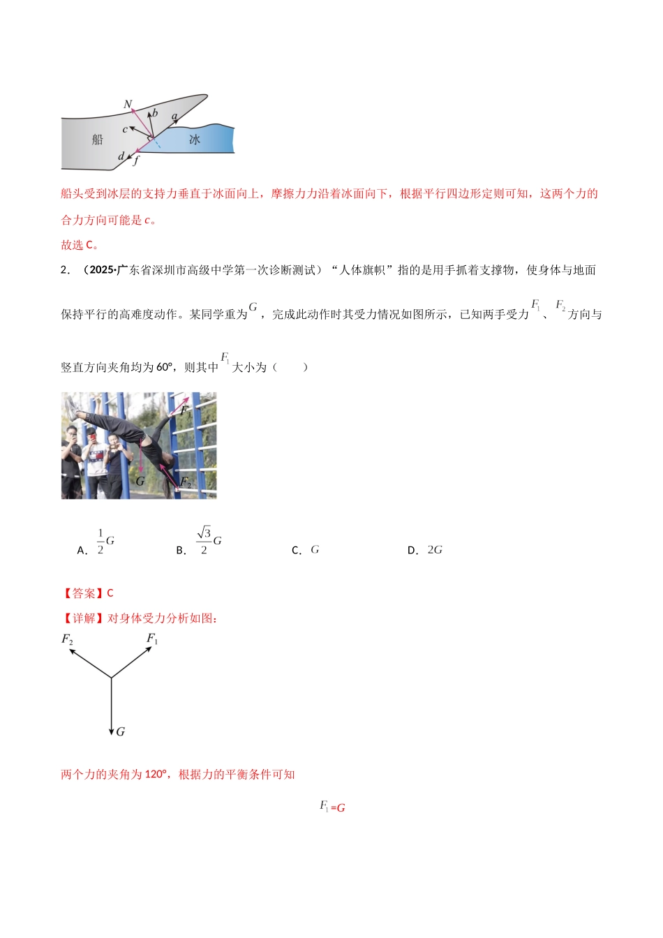 第06讲  力的合成与分解（专项训练）（湖南专用）（教师版）.docx_第2页