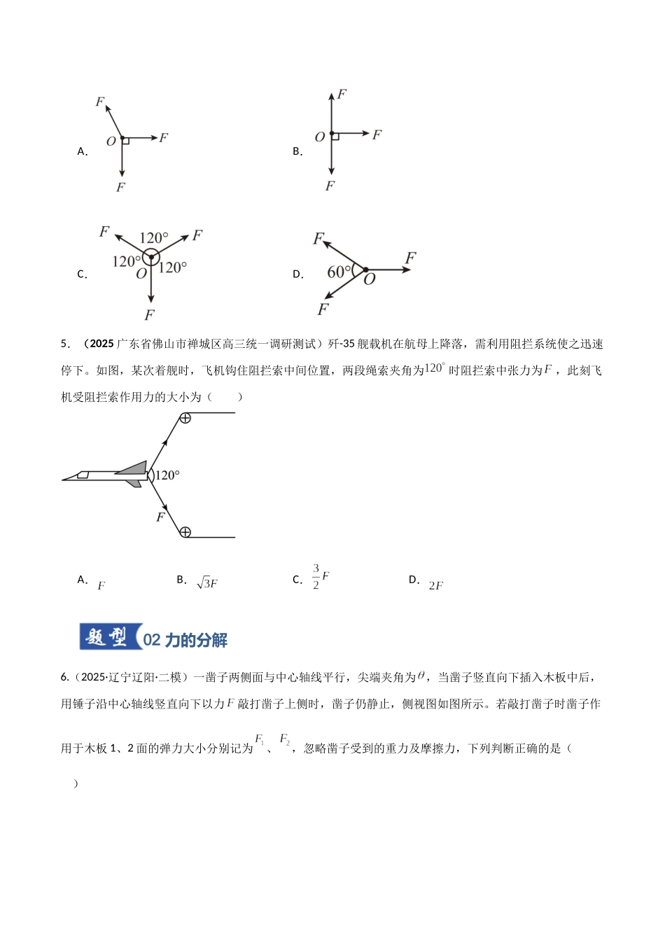 第06讲  力的合成与分解（专项训练）（湖南专用）（学生版）.docx_第3页