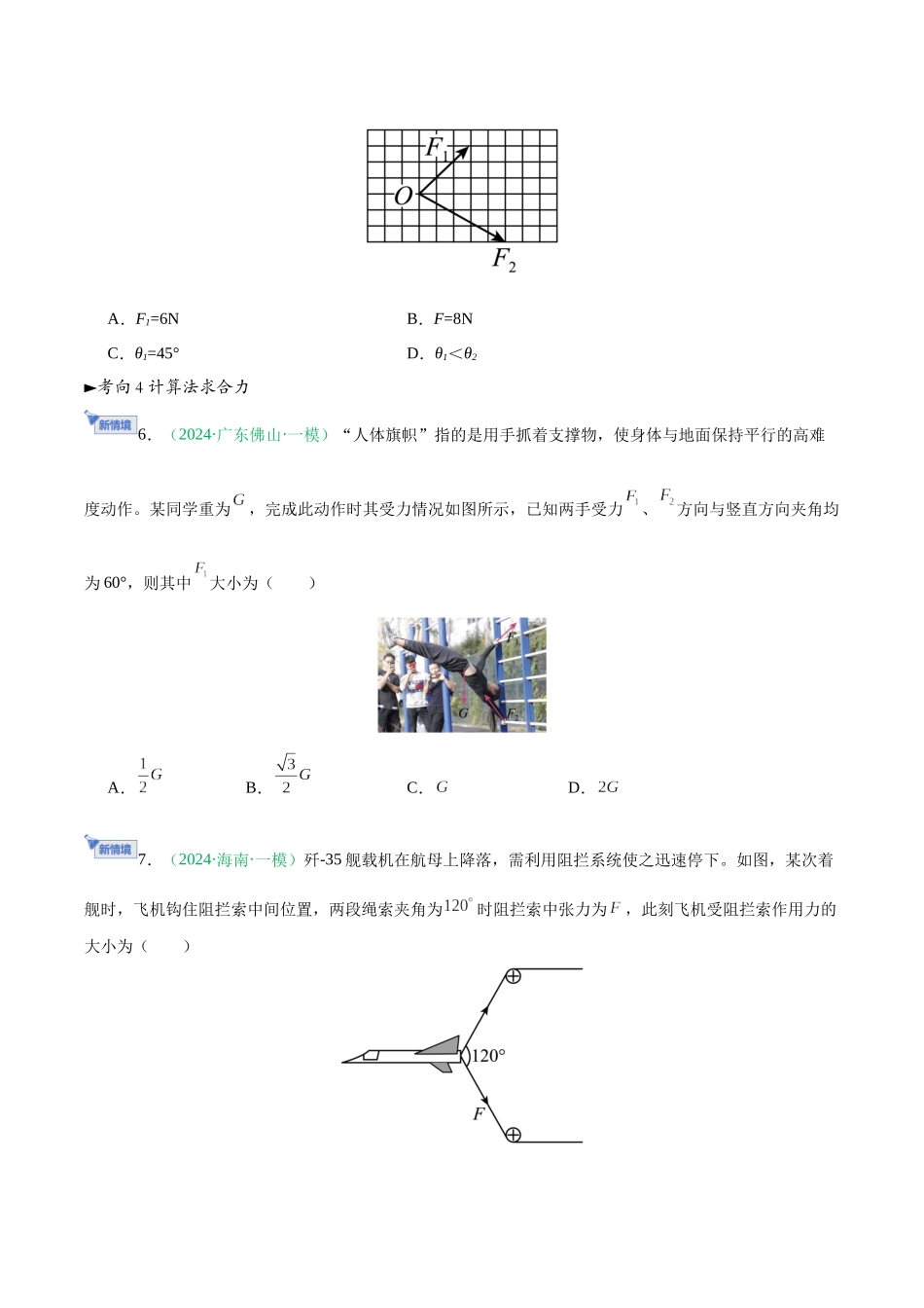 第06讲 力的合成与分解（专项训练）（黑吉辽蒙专用）（学生版）.docx_第3页