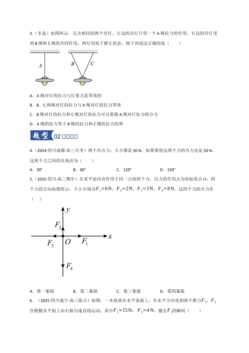 第06讲 力的合成与分解（专项训练）（四川专用）（学生版）.docx_第2页