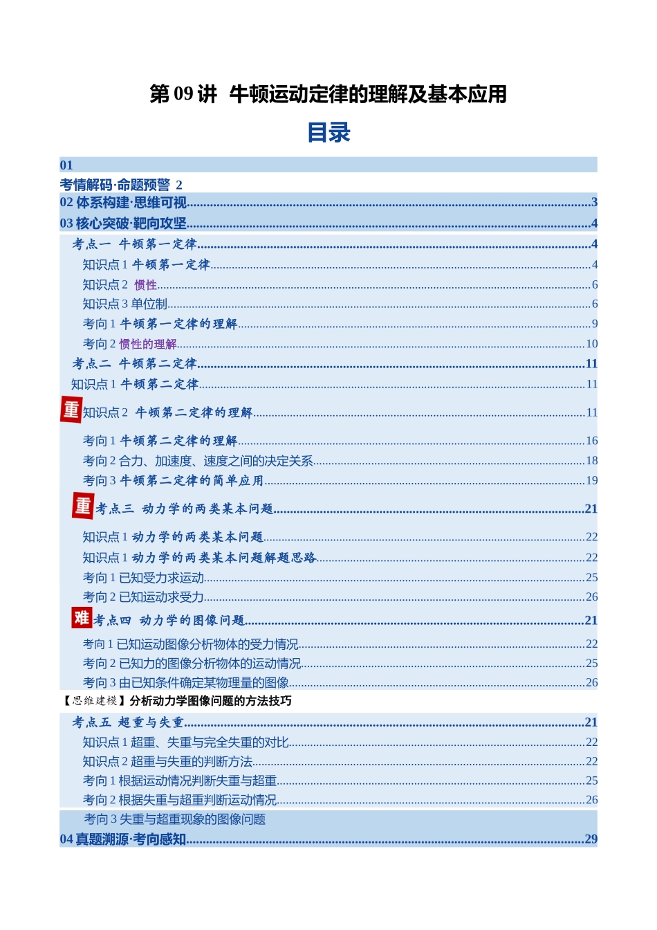 第09讲  牛顿运动定律的理解及基本应用（复习讲义）（湖南专用）（学生版）.docx_第1页