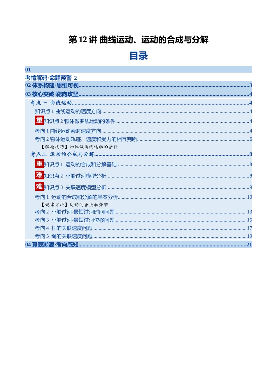 第12讲 曲线运动、运动的合成与分解（复习讲义）（福建专用）（教师版）.docx_第1页