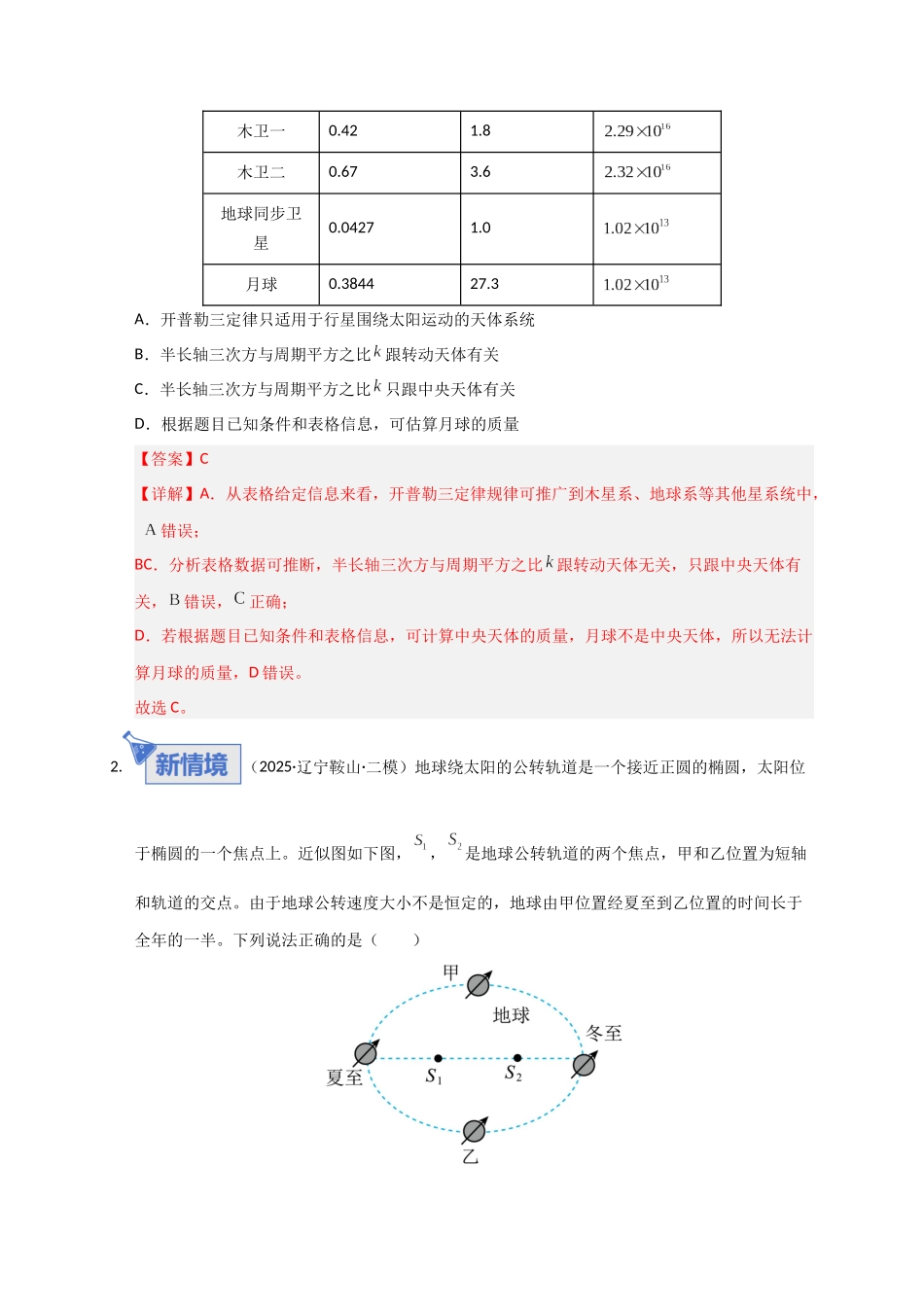 第17讲 万有引力定律及其应用（专项训练）（湖南专用）（教师版）.docx_第2页
