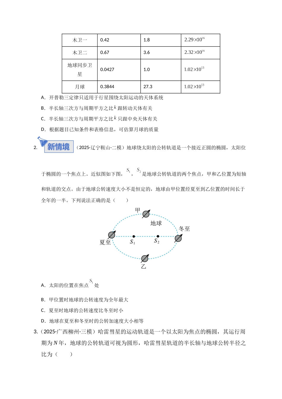 第17讲 万有引力定律及其应用（专项训练）（湖南专用）（学生版）.docx_第2页