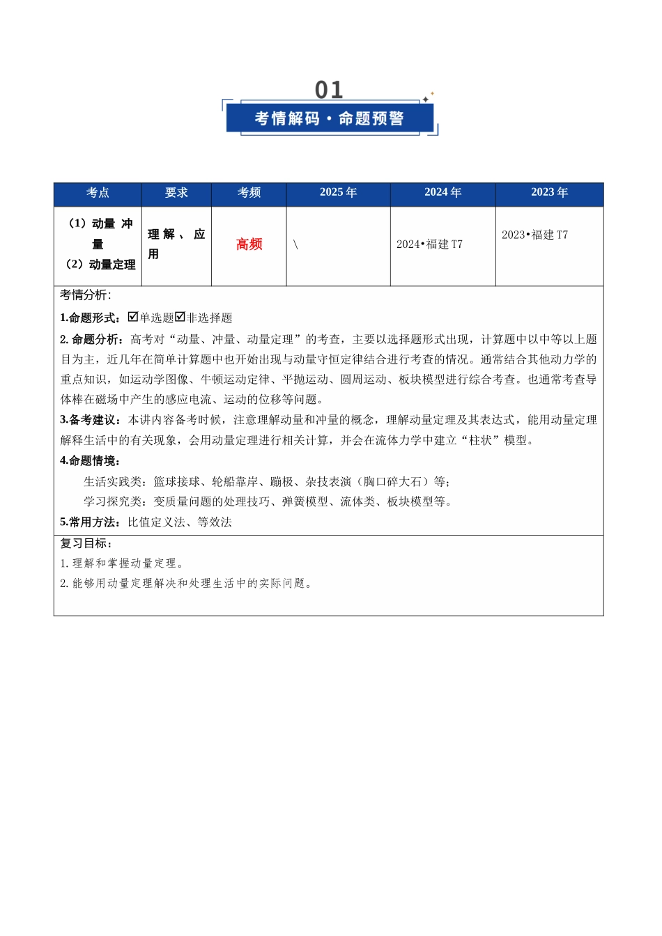 第23讲 动量、冲量和动量定理（复习讲义）（福建专用）（学生版）.docx_第2页