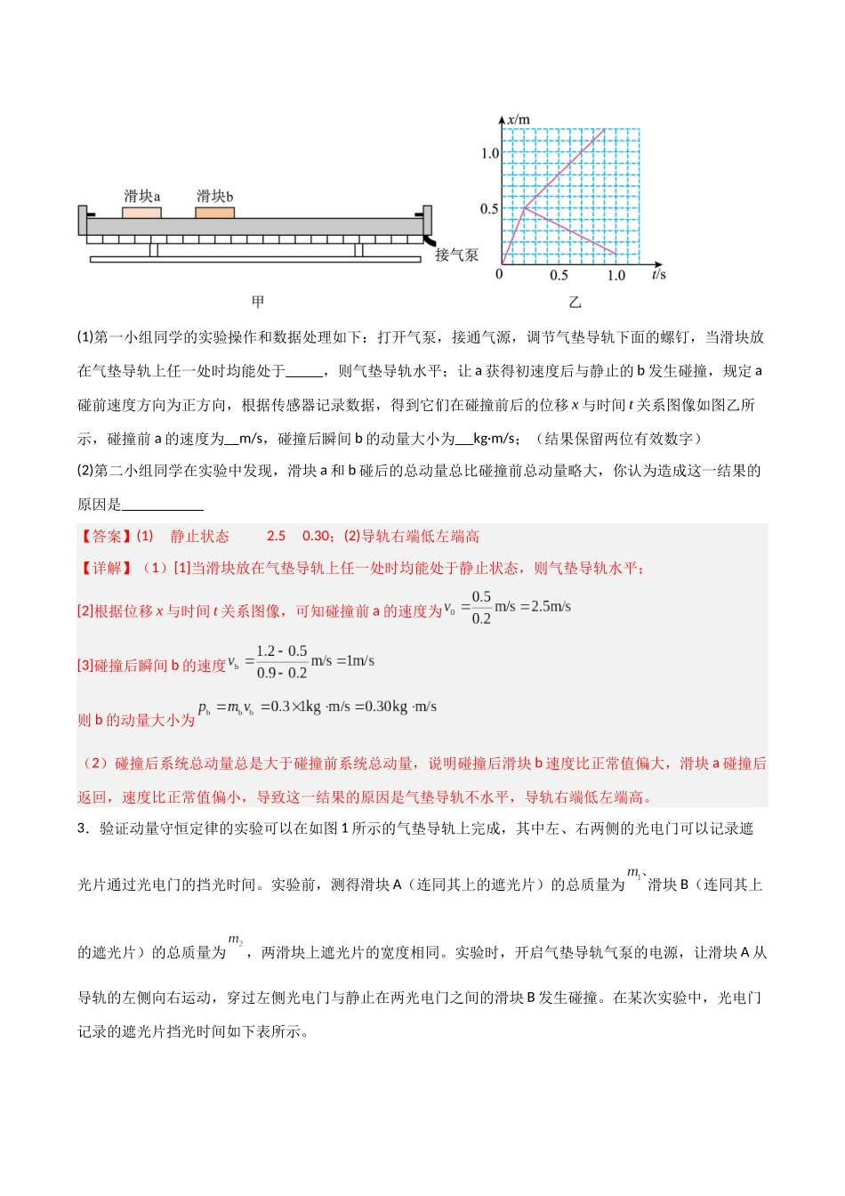 第25讲 实验：验证动量守恒定律（专项训练）（安徽专用）（教师版）.docx_第3页
