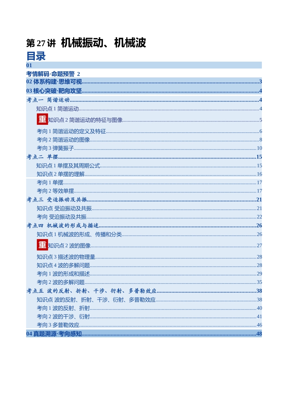第27讲 机械振动、机械波（复习讲义）（四川专用）（学生版）.docx_第1页