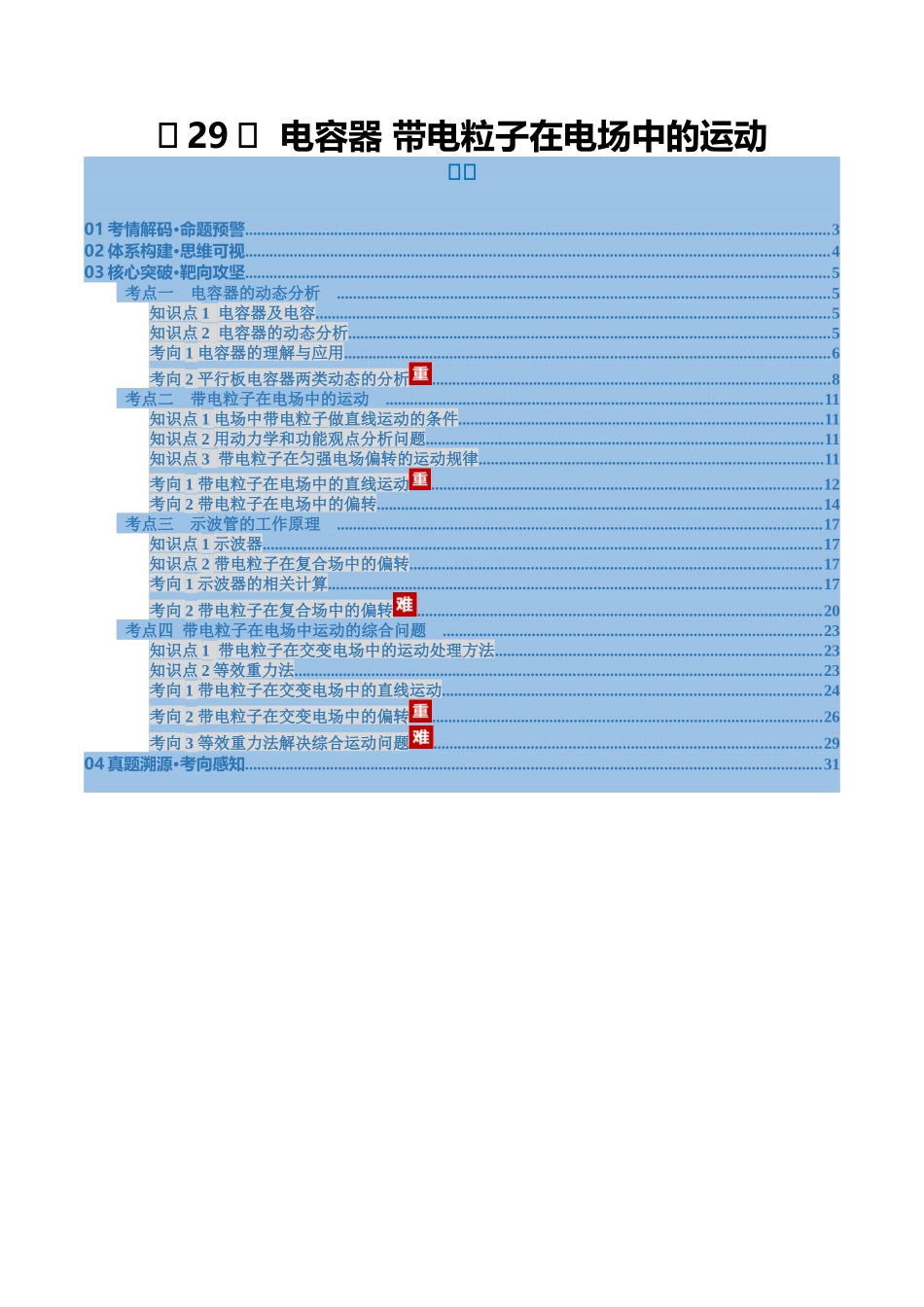 第29讲 电容器 带电粒子在电场中的运动（复习讲义）（福建专用）（教师版）.docx_第1页