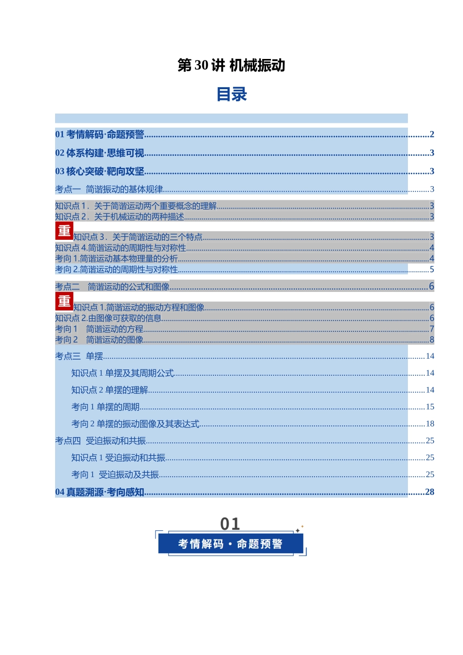 第30讲 机械振动(复习讲义)(湖南专用)(教师版).docx_第1页