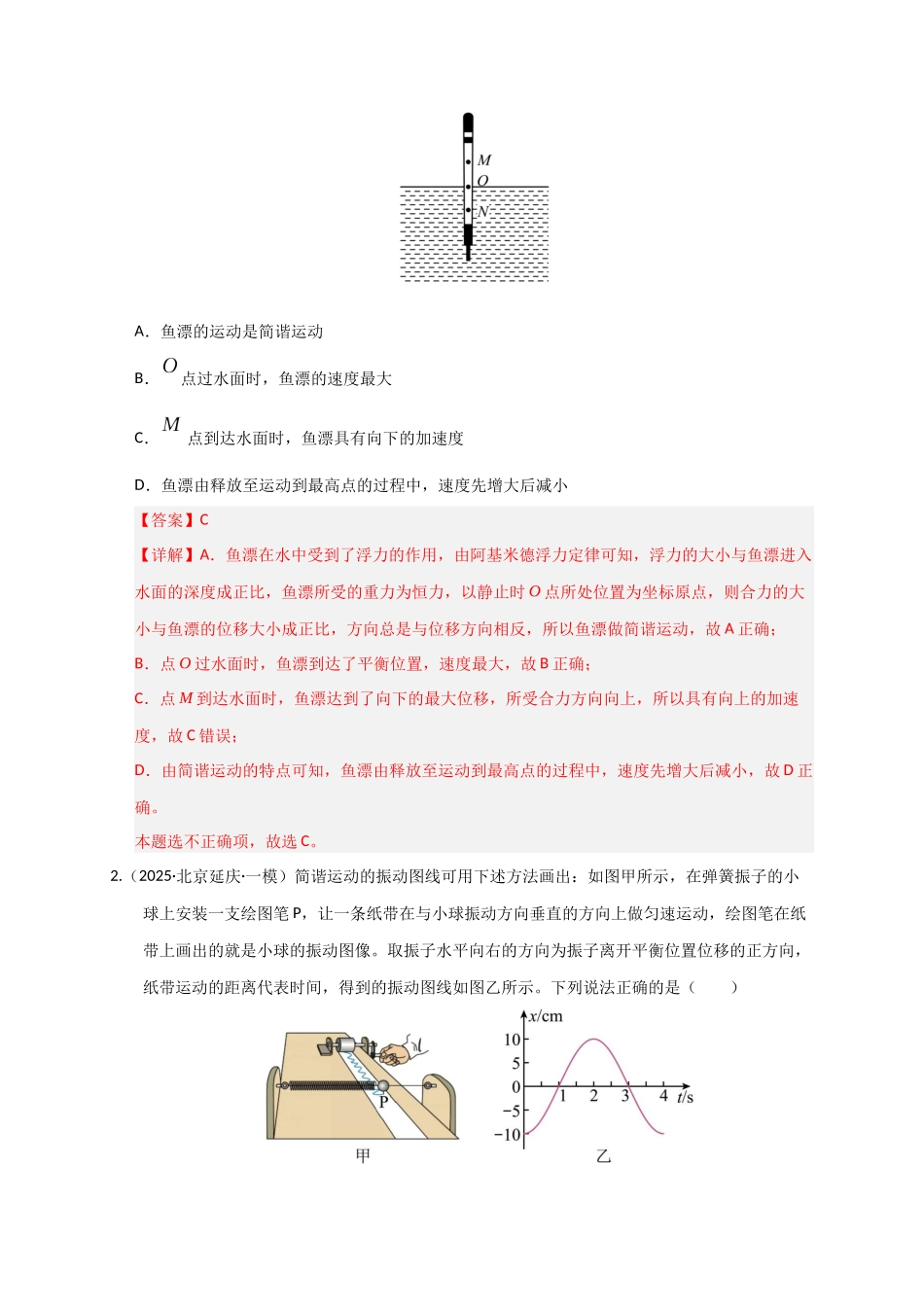 第30讲 机械振动（专项训练）（湖南专用）（教师版）.docx_第2页