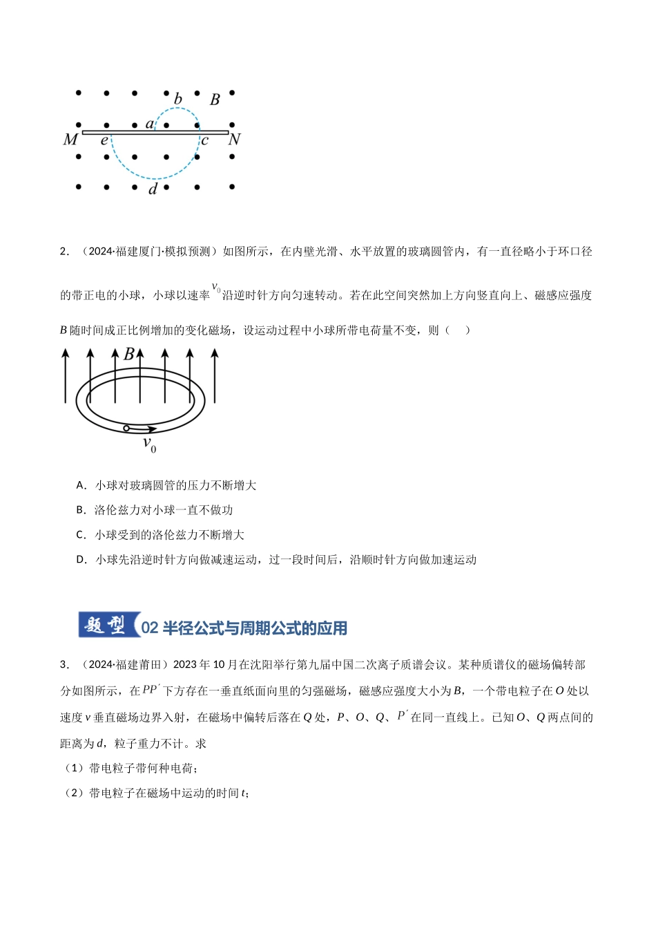第38讲 洛伦兹力 带电粒子在匀强磁场中的运动(专项训练)(福建专用)(学生版).docx_第2页