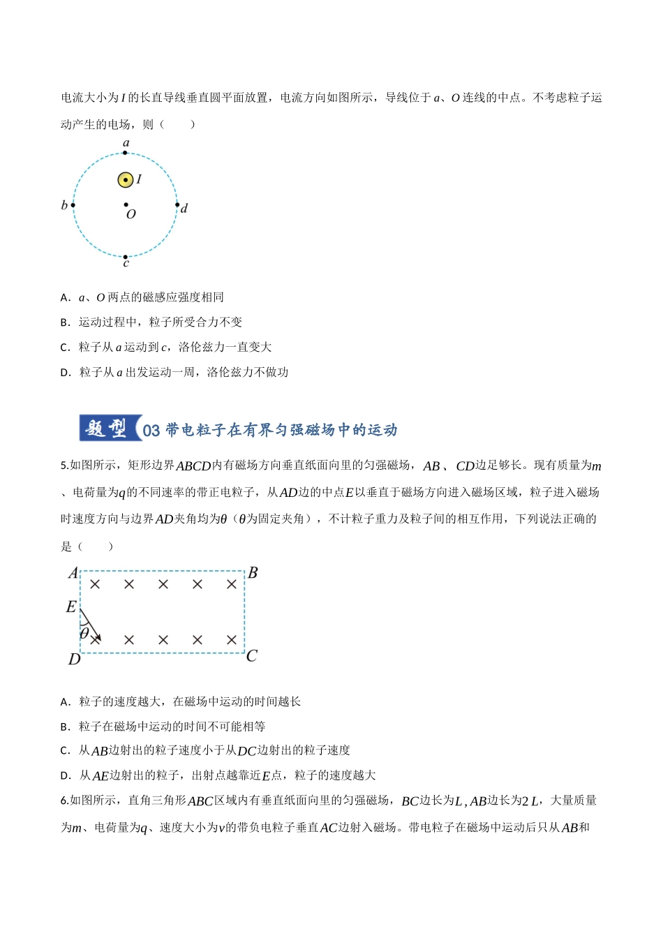 第39讲 带电粒子在磁场中的运动(专项训练)(四川专用)(学生版).docx_第3页