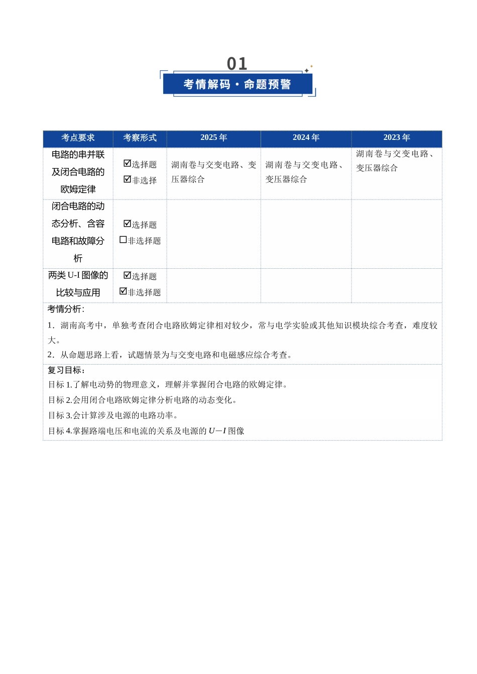 第40讲 闭合电路欧姆定律及应用（复习讲义）（湖南专用）（教师版）.docx_第2页