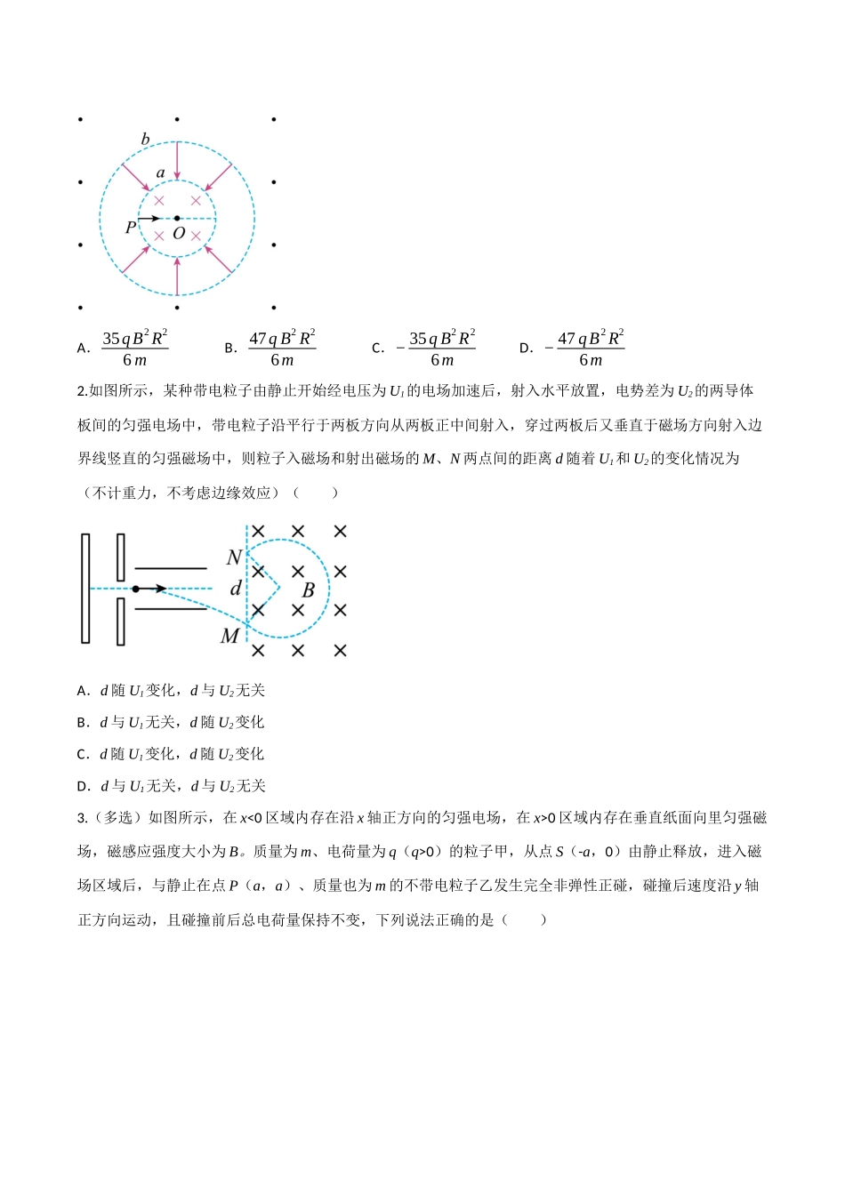第40讲 带电粒子在复合场中的运动（专项训练）（四川专用）（学生版）.docx_第2页