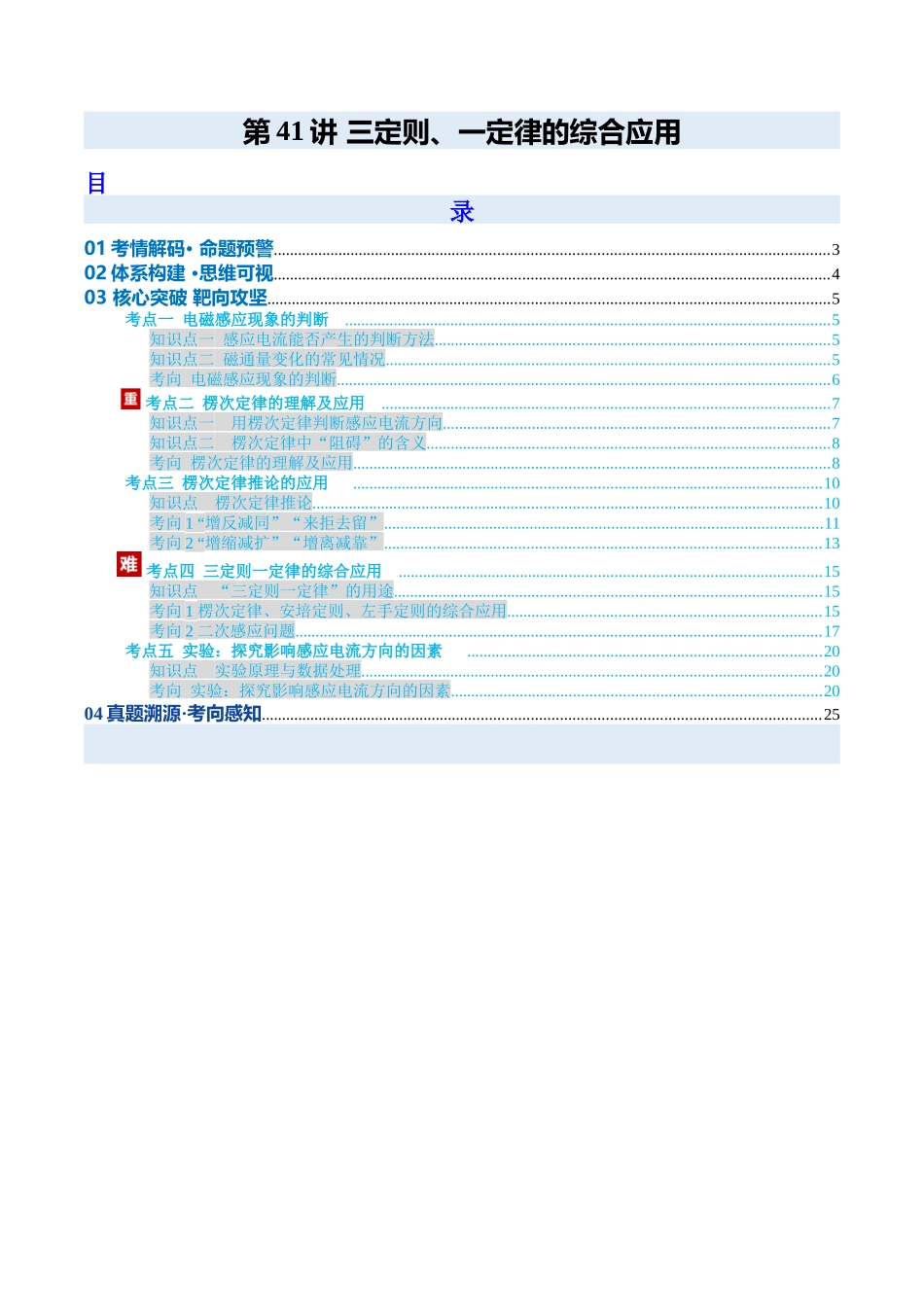 第41讲 三定则、一定律的综合应用(复习讲义)(安徽专用)(教师版).docx_第1页
