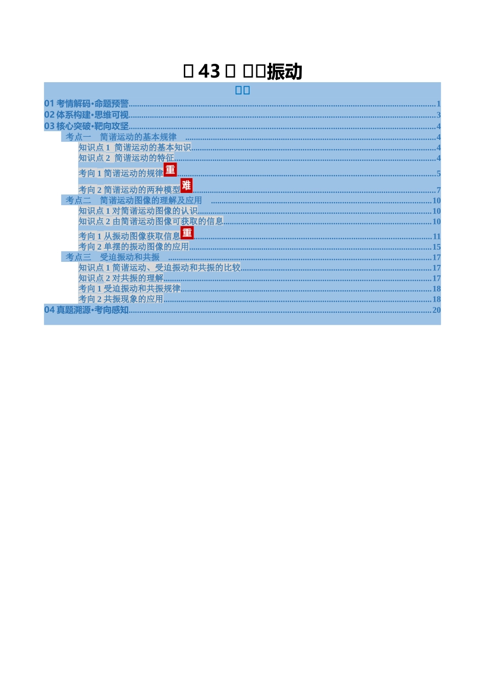 第43讲 机械振动（复习讲义）（福建专用）（学生版）.docx_第1页