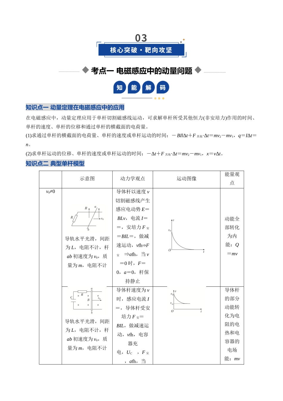 第44讲 电磁感应中的动量问题（复习讲义）（安徽专用）（学生版）.docx_第3页