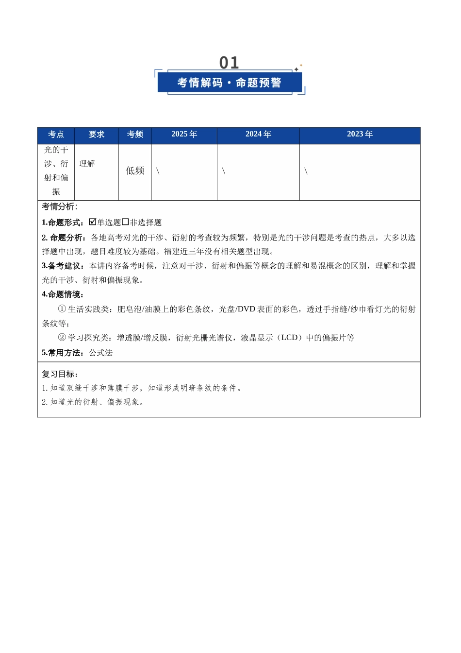第47讲 光的干涉、衍射和偏振(复习讲义)(福建专用)(学生版).docx_第2页