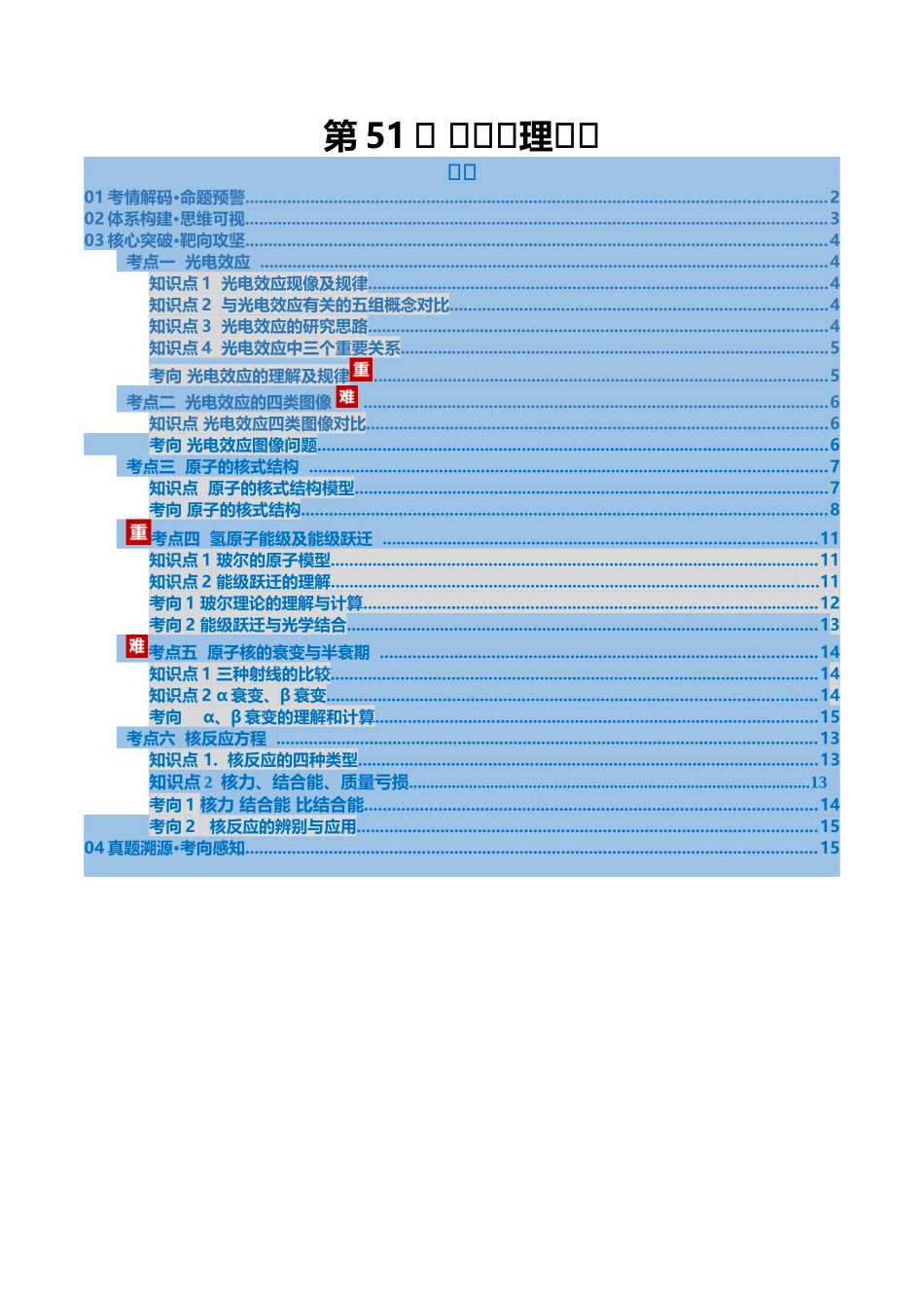第51讲 近代物理初步(复习讲义)(安徽专用)(学生版).docx_第1页