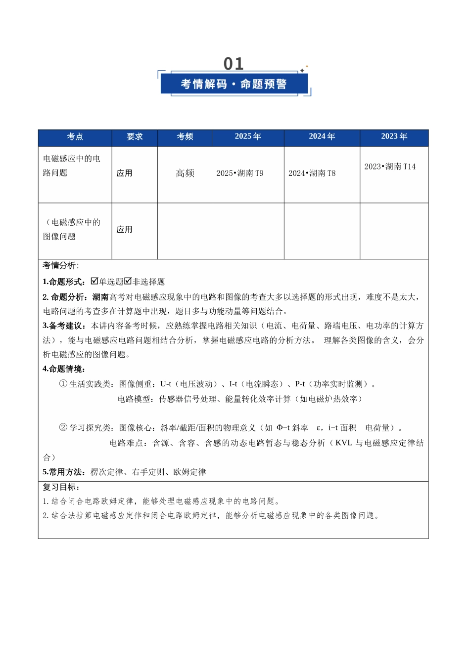 第54讲 电磁感应中的电路及图像问题（复习讲义）（湖南专用）（教师版）.docx_第2页