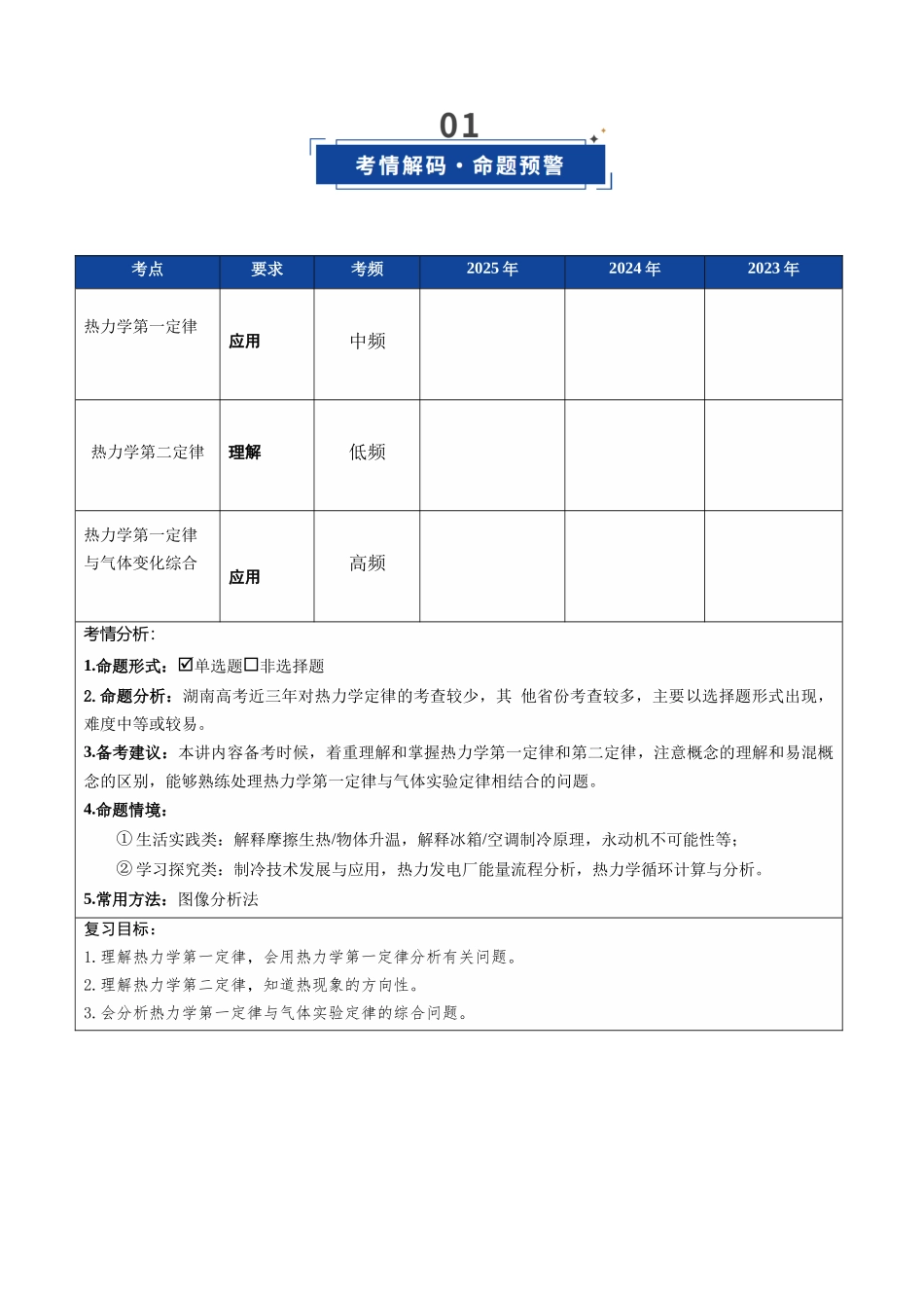 第65讲 热力学定律与能量守恒定律（复习讲义）（湖南专用）（教师版）.docx_第2页