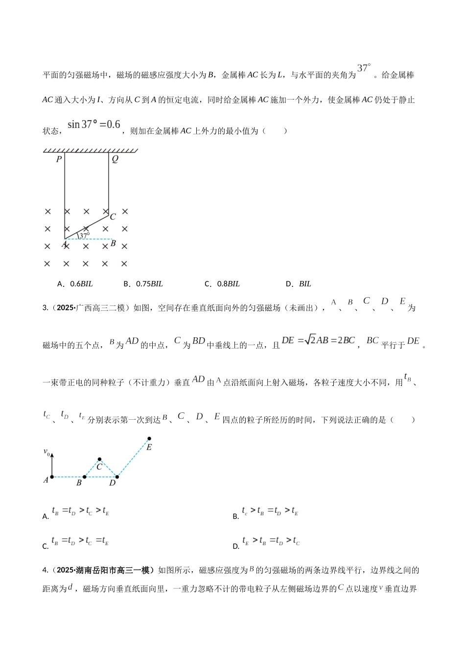 第十一章  磁场（综合训练）（湖南通用）（学生版）.docx_第2页