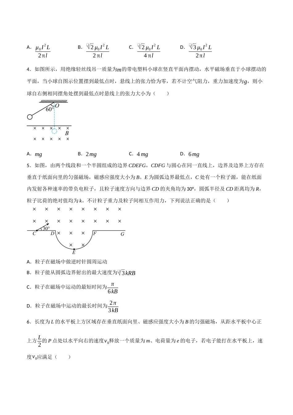 第十一章 磁场（综合训练）（四川专用）（学生版）.docx_第2页