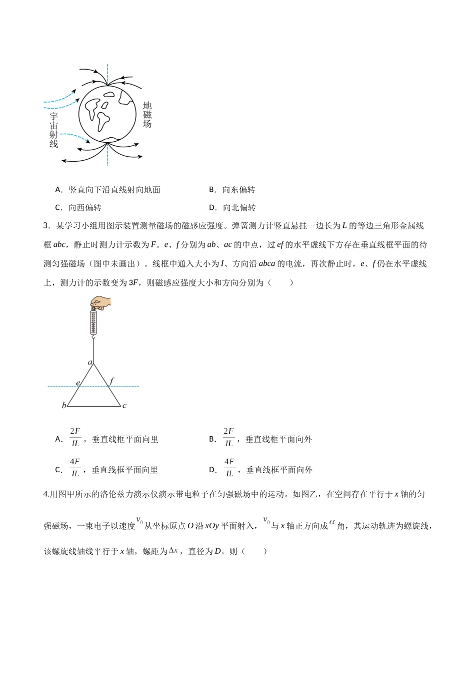 第十章 磁场（综合训练）（福建专用）（学生版）.docx_第2页