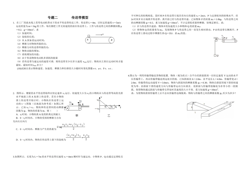二轮复习物理培优专题02： 传送带模型.docx_第1页