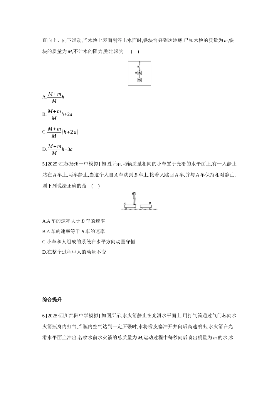 高考物理一轮复习考点练习 动量守恒定律及其应用.docx_第2页