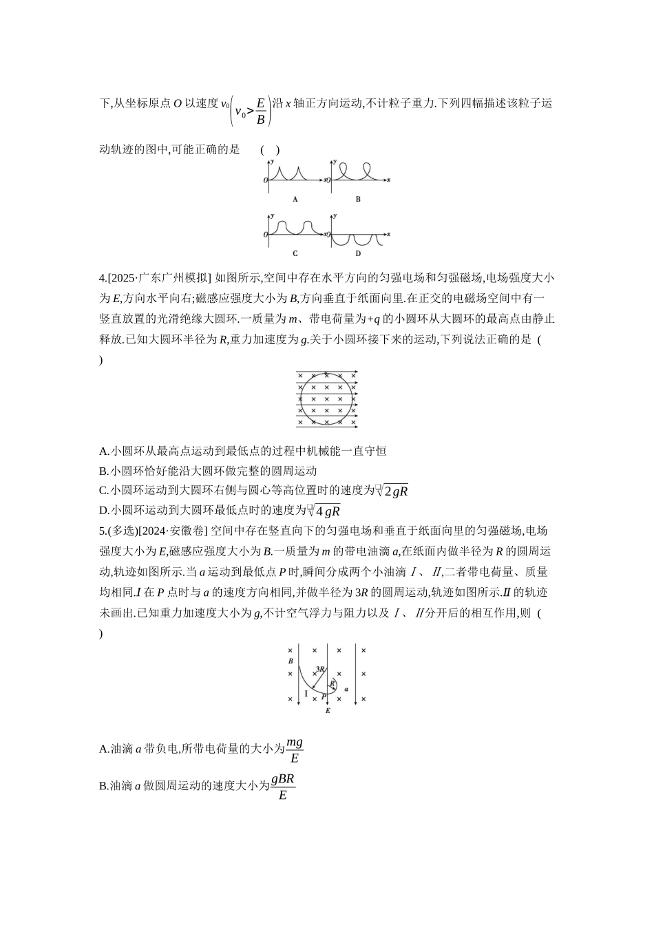 高考物理一轮复习专题练习 专题十九 带电粒子在叠加场中的运动.docx_第2页