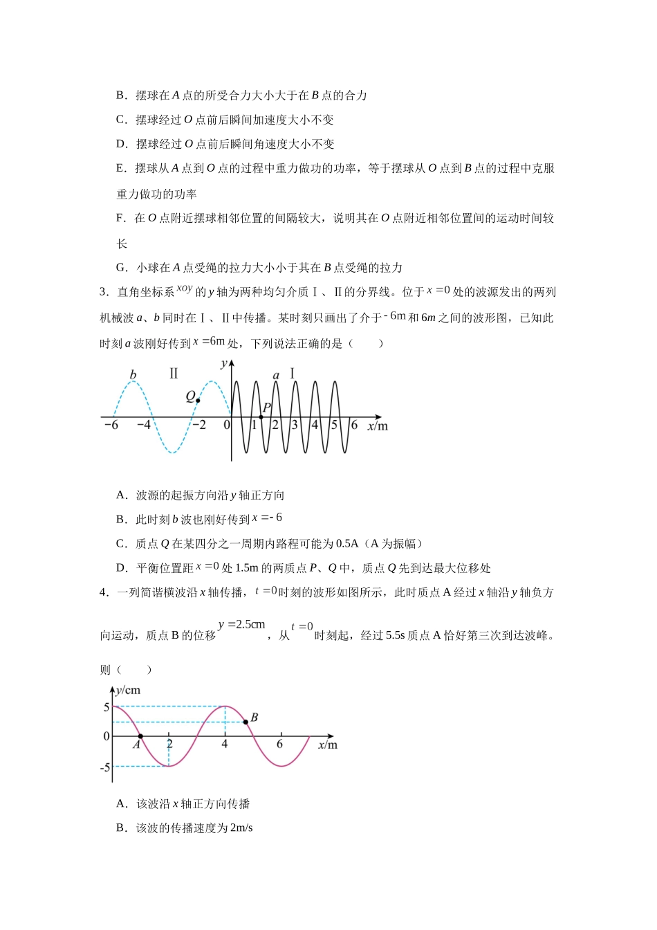 机械振动和机械波专题特训(培优)学生版.docx_第2页