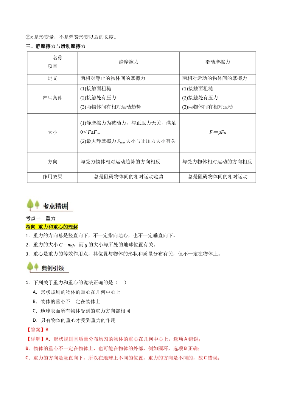考点06 重力 弹力 摩擦力(核心考点精讲精练)(教师版).docx_第2页