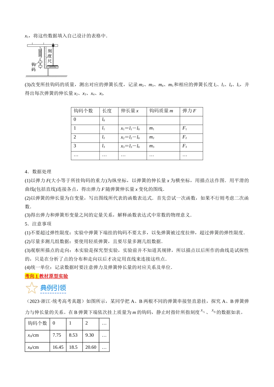 考点08  实验：探究弹簧弹力与形变量的关系 （原卷版）.docx_第2页
