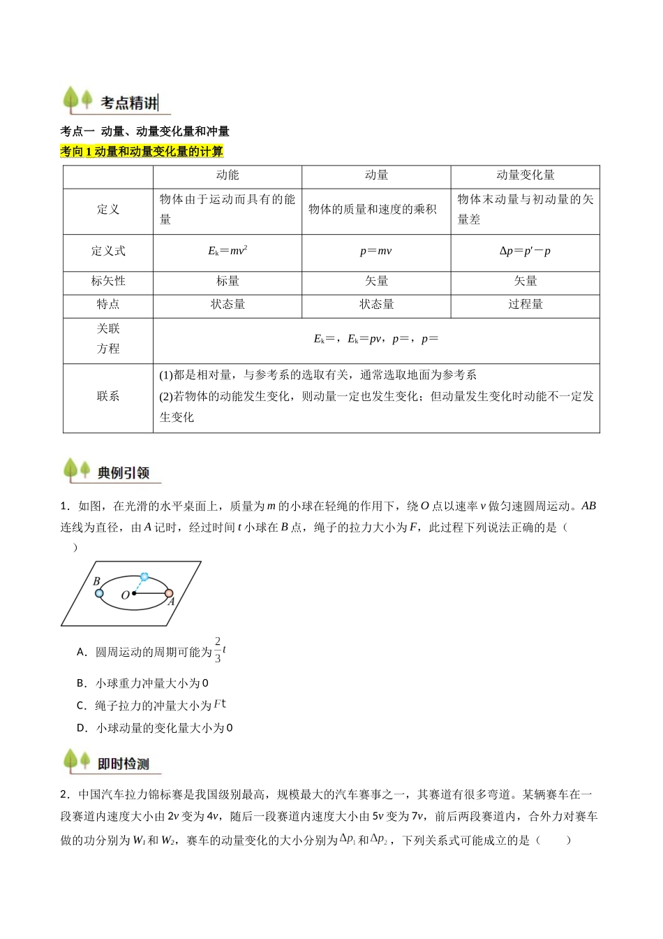 考点26 动量和动量定理及其应用（核心考点精讲精练）（学生版）.docx_第2页