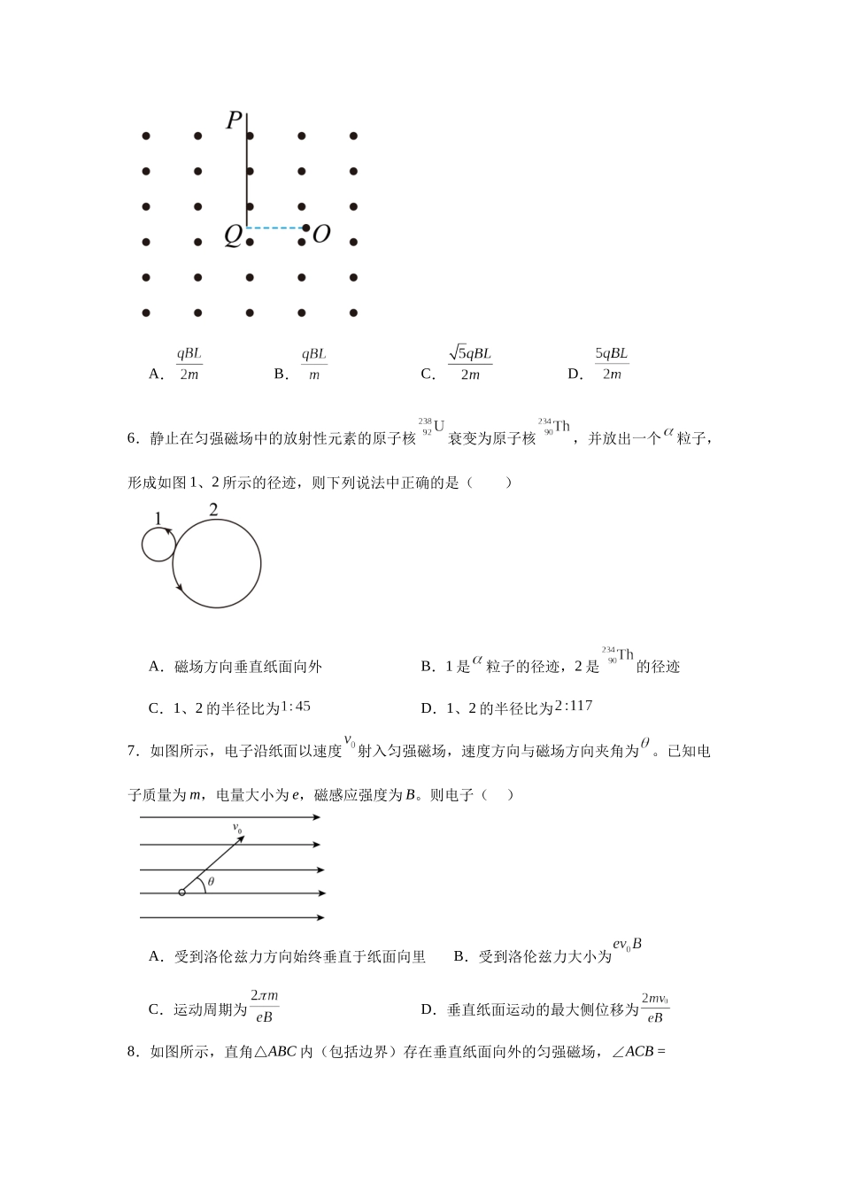 物理二轮复习专项训练:电磁学专题 带电粒子在磁场中的运动问题.docx_第3页