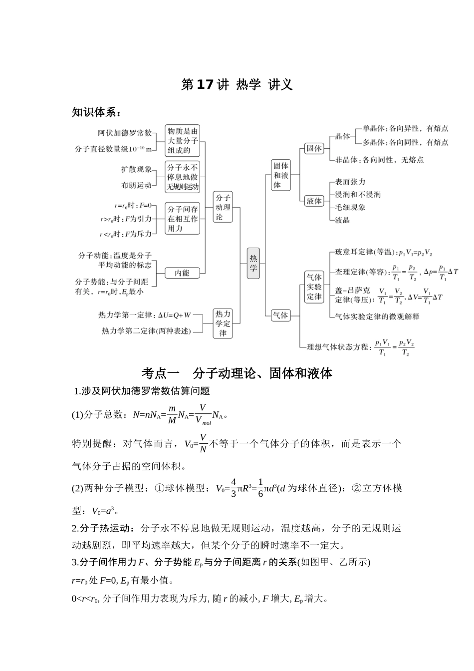 物理二轮专题复习讲义:第17讲 热学.docx_第1页